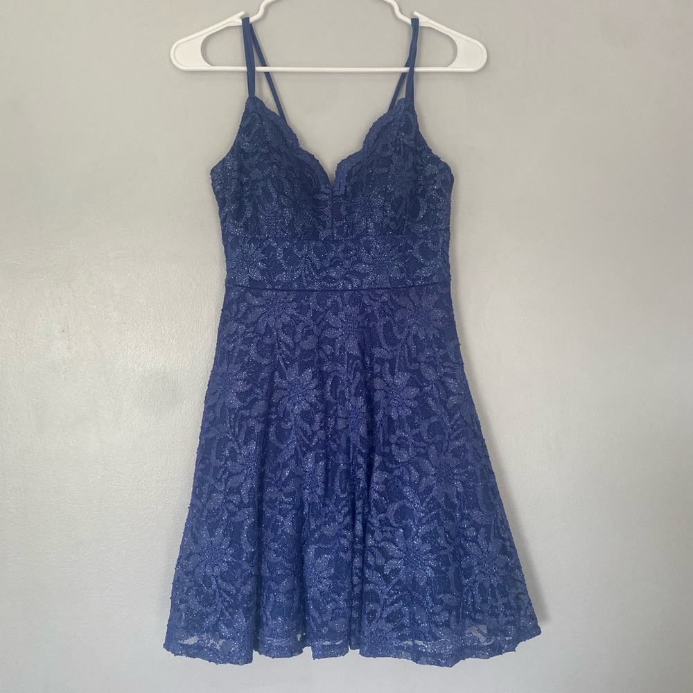 Blue glittery floral homecoming/formal dress juniors S